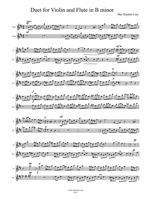 Duet for Flute and Violin in B Minor