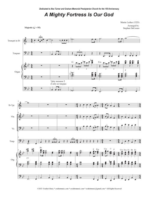 A Mighty Fortress Is Our God (Duet for Violin and Cello) (Arr. Stephen DeCesare) (Instrumental Duet and Piano)