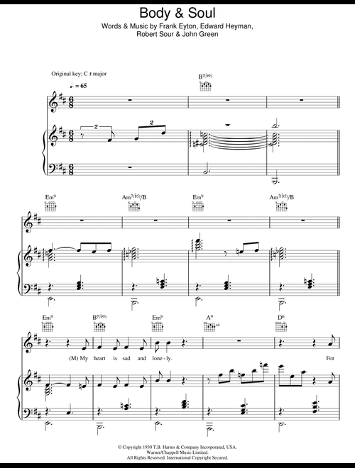 Body And Soul - Tony Bennett & Amy Winehouse, Diana Krall (Piano-Vocal-Guitar (Piano Accompaniment))