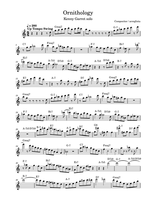 Kenny Garrett's solo on Ornithology (Arr. Martín Ros) (Alto Sax Solo)