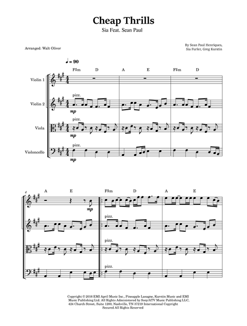 Cheap Thrills (Feat. Sean Paul) (Arr. Walt Oliver) - Sia feat Sean Paul (Woodwind Ensemble)