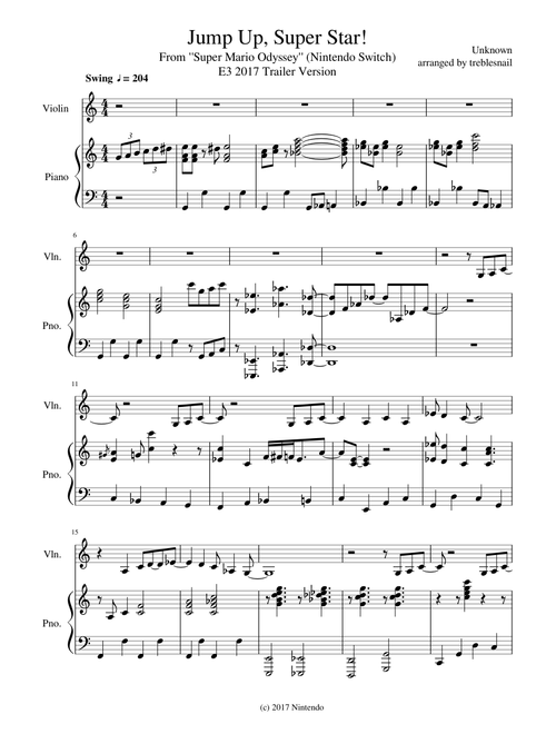 Jump Up, Super Star!: Super Mario Odyssey for Piano and Violin