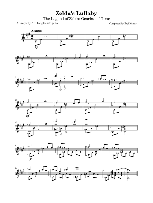 Zelda's Lullaby  - Koji Kondo, arranged for solo guitar (The Legend of Zelda: Ocarina of Time)