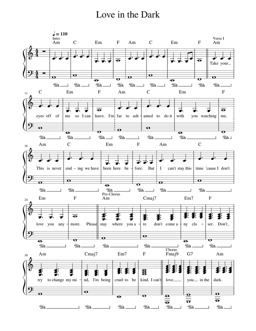 Love In The Dark Adele Sheet music for Piano (Solo)