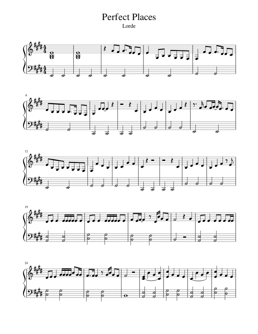 Perfect Places Sheet music for Piano (Solo)