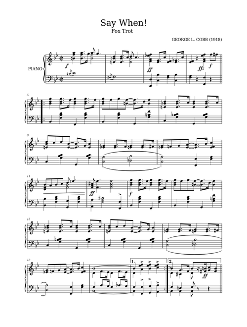 Say When! by George L. Cobb (1918)