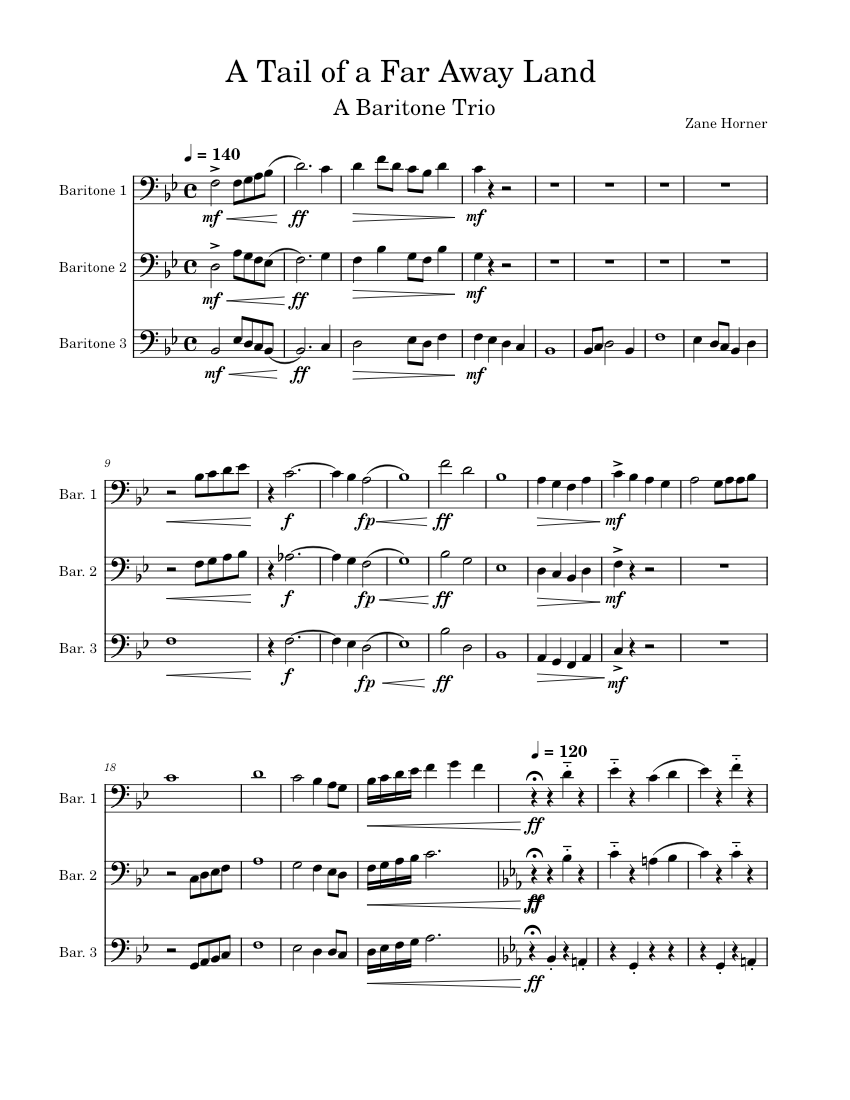 The Tale of A Far Away Land Sheet music for Baritone horn (Brass Trio