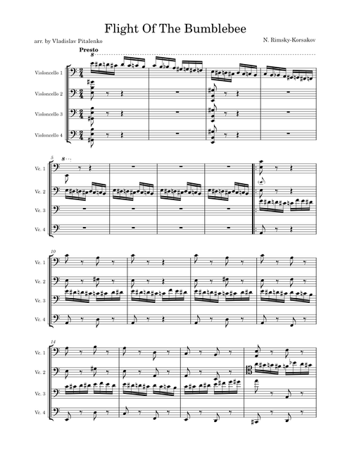 Flight of the Bumblebee – Nikolay Rimsky-Korsakov (4 cellos)