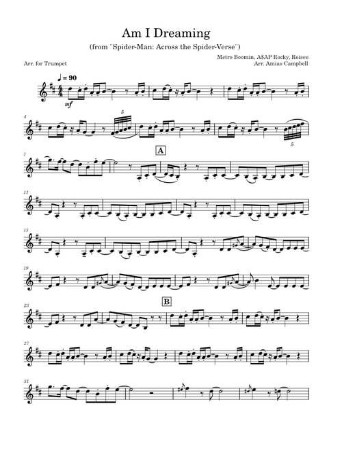 Spider-Man: ATSV - Am I Dreaming Arr. for Trumpet