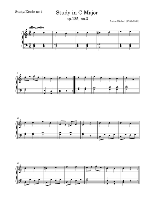 Study in C Major – Anton Diabelli