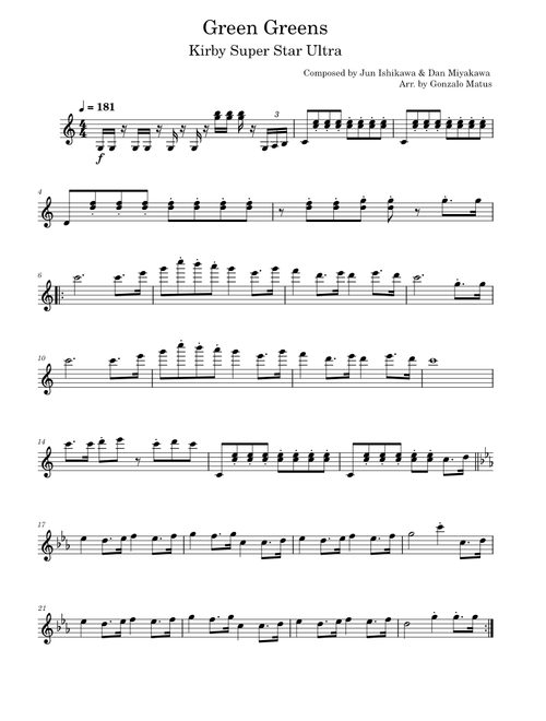 Green Greens (Kirby Super Star Ultra) - Violin Solo