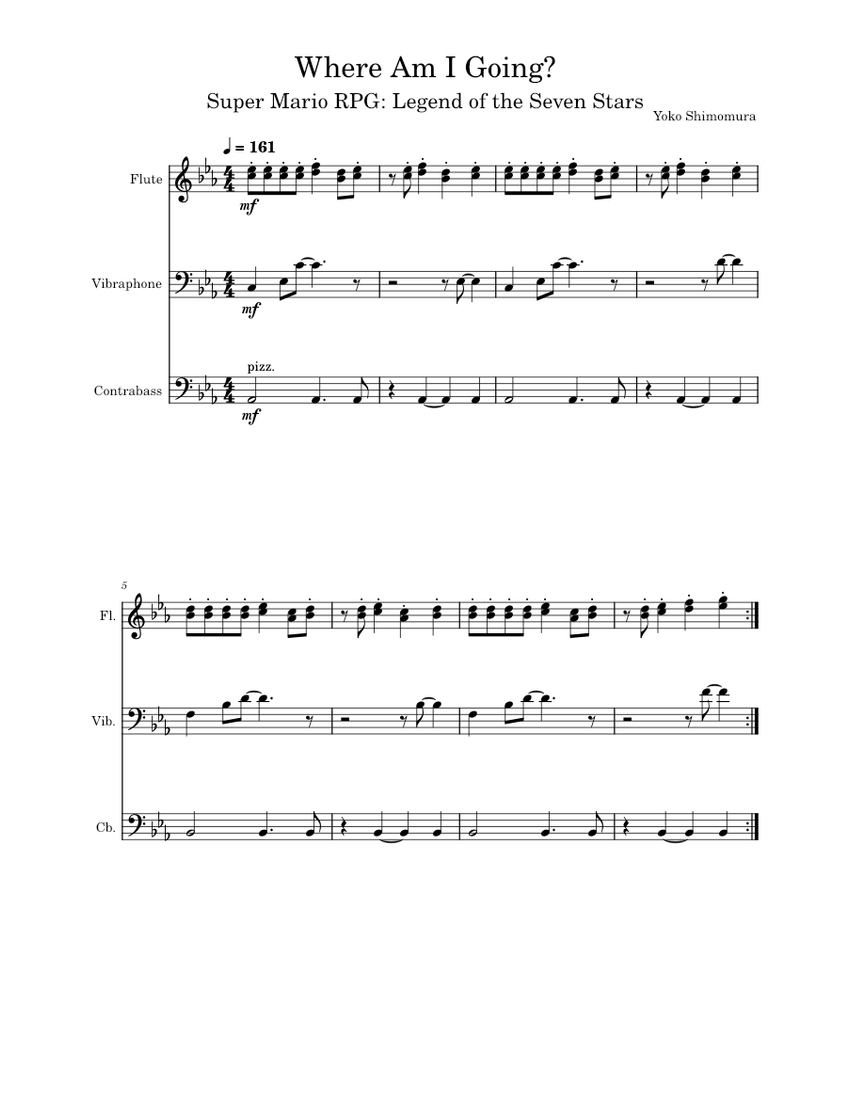 Where Am I Going? – Super Mario RPG Sheet music for Flute, Contrabass ...