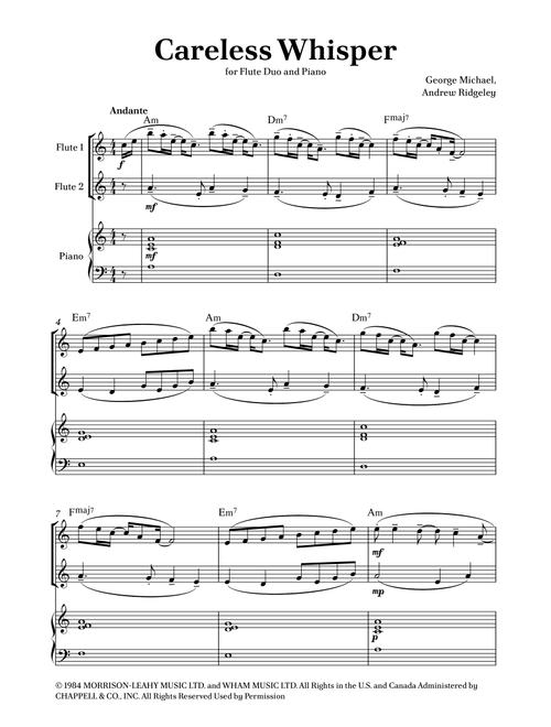 Careless Whisper (Arr. Caio Costa) - Seether (Instrumental Duet and Piano)