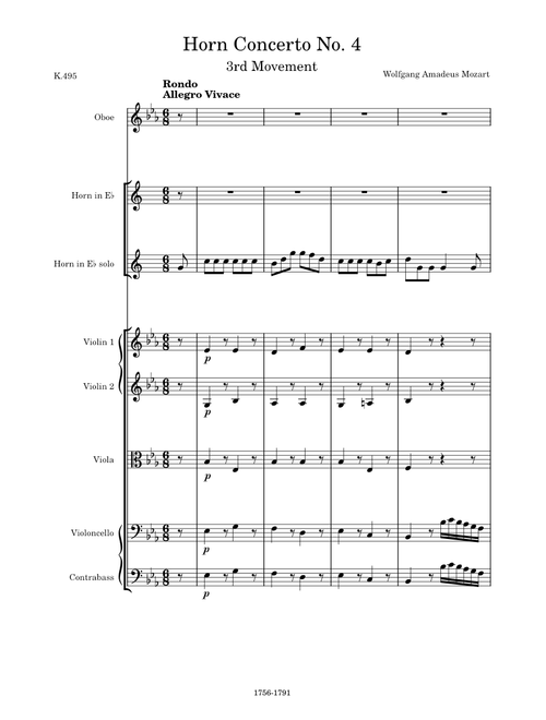 Horn Concerto No. 4 in E-flat Major, K.495, 3rd Movement (Rondo: Allegro vivace) – Wolfgang Amadeus Mozart