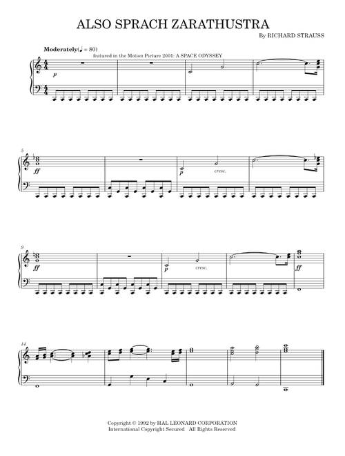 Also Sprach Zarathustra, Op.30 - Richard Strauss (Piano Solo)
