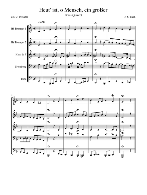 Brass Quintet Bach Chorale no. 1