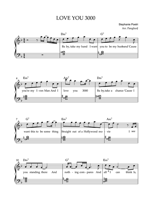 I Love You 3000 (Arr. Pangfun J) - Stephanie Poetri (Easy Piano)