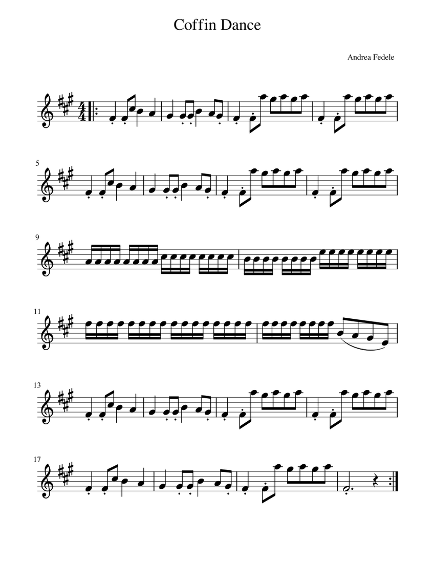 Coffin Dance Sheet music for Violin Solo Musescore