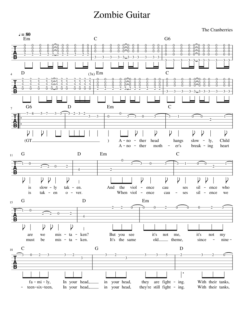 Zombie Guitar Sheet music for Guitar (Solo)