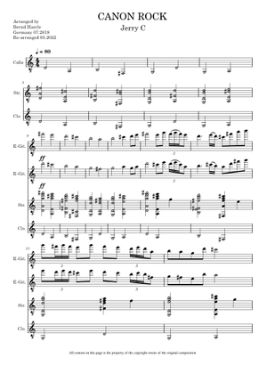 Canon rock – JerryC arranged 10 parts Sheet Music for Piano, Trombone ...