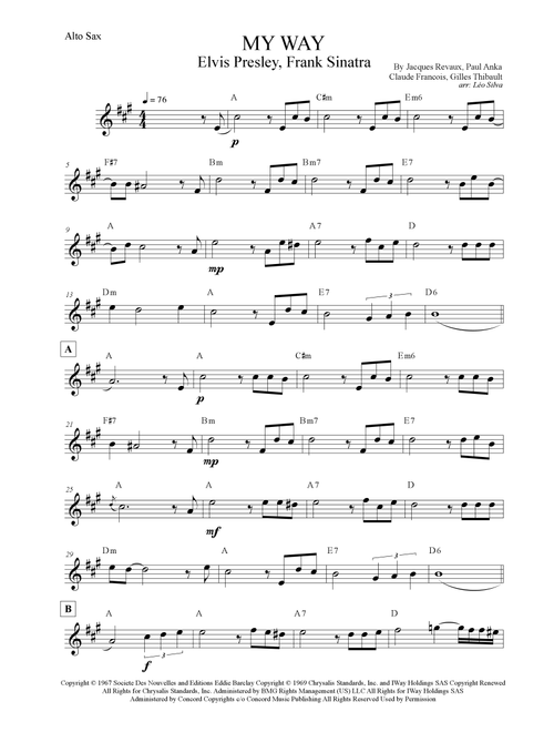 My Way (Arr. Leo Silva) - Elvis Presley (Alto Sax Solo)