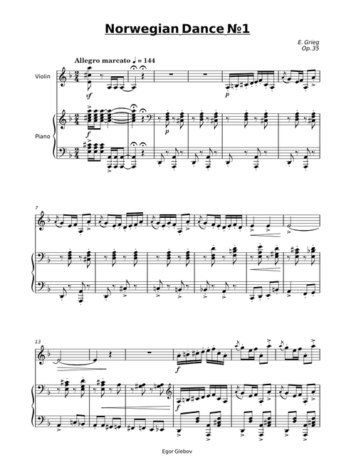 Norwegian dance no. 1, Op. 35, No. 1 – Edvard Grieg