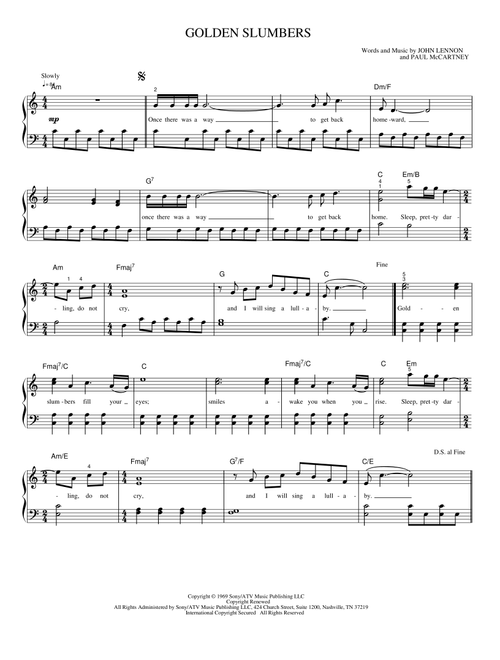 Golden Slumbers - John Lennon, Paul McCartney (Piano-Vocal-Guitar)