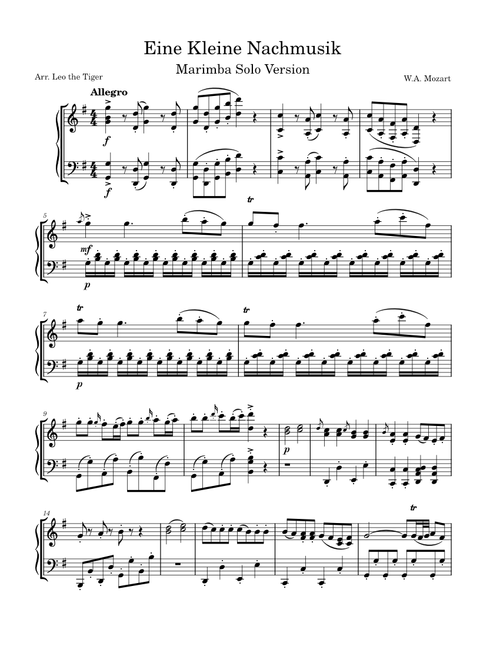 Marimba Solo: Eine kleine Nachtmusik, K.525 – Wolfgang Amadeus Mozart