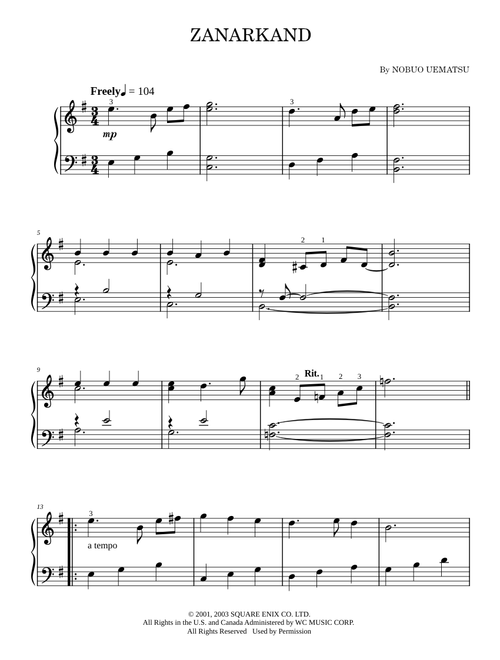 To Zanarkand - Nobuo Uematsu (Easy Piano)
