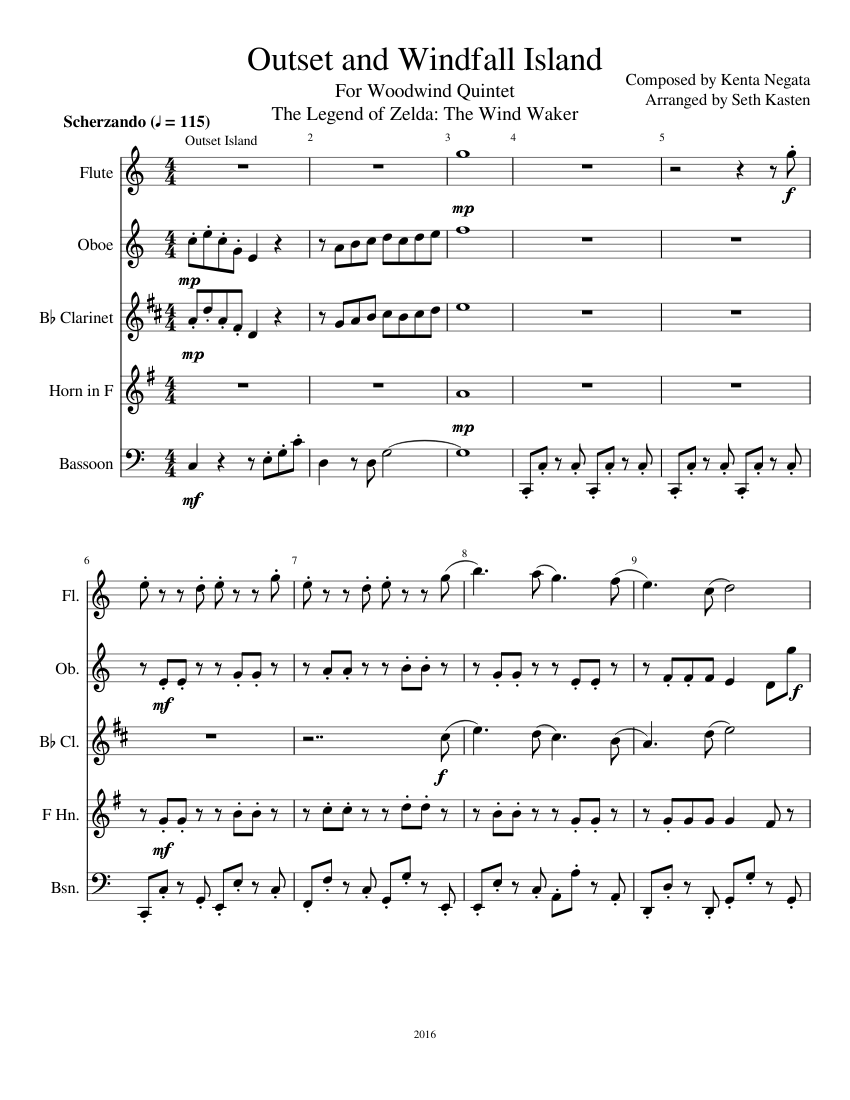 Outset and Windfall Island for Woodwind Quintet Sheet music for Flute