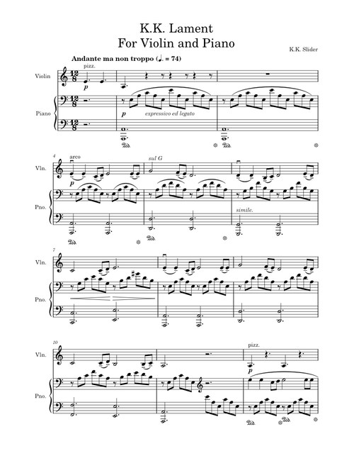 K.K. Lament for Violin and Piano