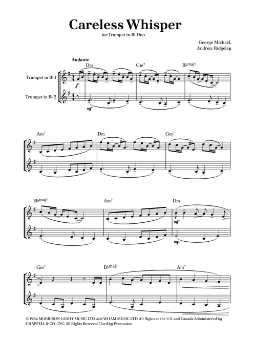Careless Whisper (Arr. Caio Costa) - Seether (Trumpet Duet)