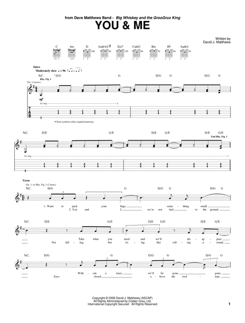 You & Me - Dave Matthews Band (Guitar Tab)