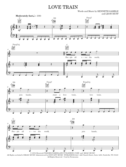Love train - The O'Jays (Piano-Vocal-Guitar)