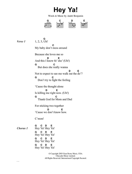 Hey Ya! - OutKast (Guitar Chords-Lyrics)
