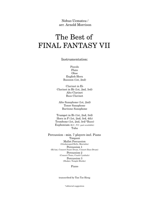 The Best of Final Fantasy VII - Nobuo Uematsu, arr. Arnold Morrison (re-engraved)