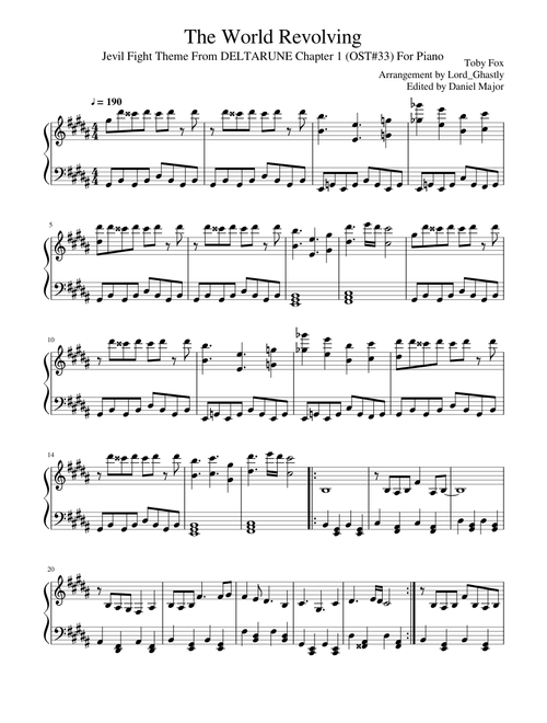 The World Revolving (Jevil Battle Theme) For Piano
