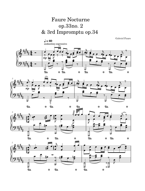 Faure Nocture no. 2with 3rd Impromptu
