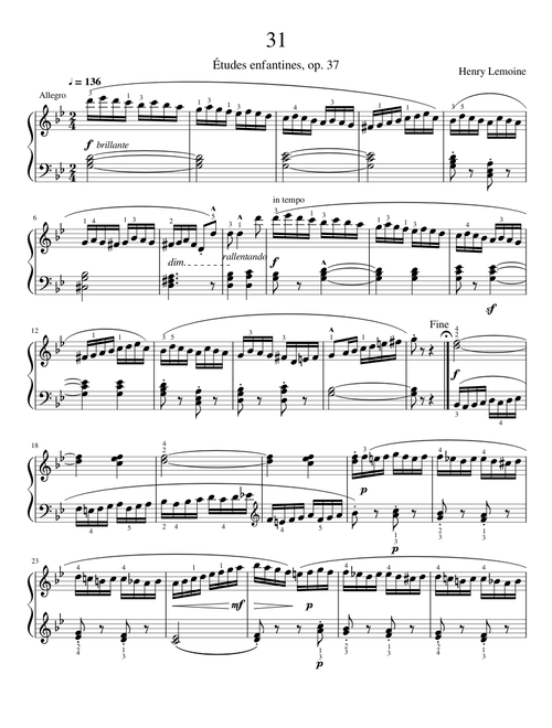 Lemoine: Études enfantines op. 37 no. 31