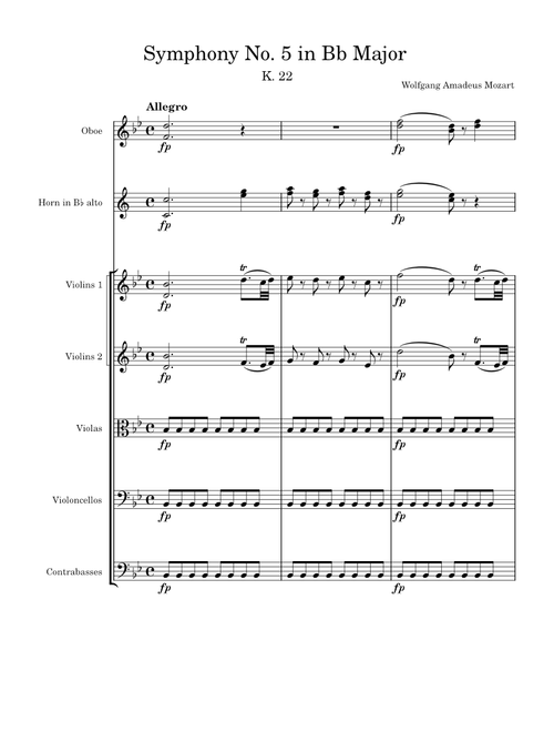 Symphony No. 5 in Bb Major K 22 – Wolfgang Amadeus Mozart