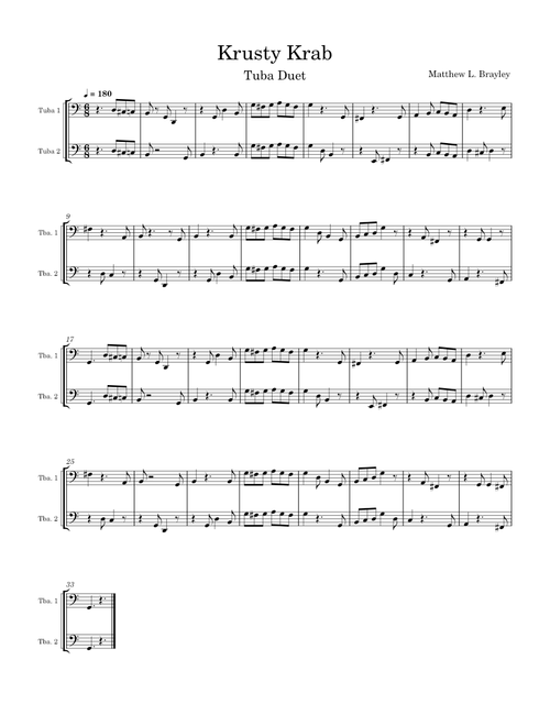 Spongebob squarepants - krusty krab theme – Misc Cartoons Krusty Krab Tuba Duet