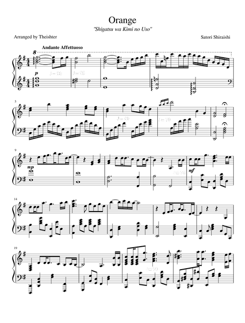 Orange - Shigatsu wa Kimi no Uso (Piano)