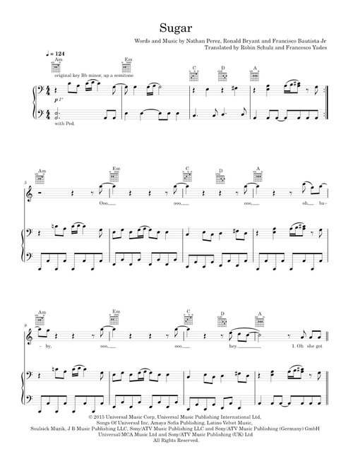 Sugar - Robin Schulz (Piano-Voice-Guitar)