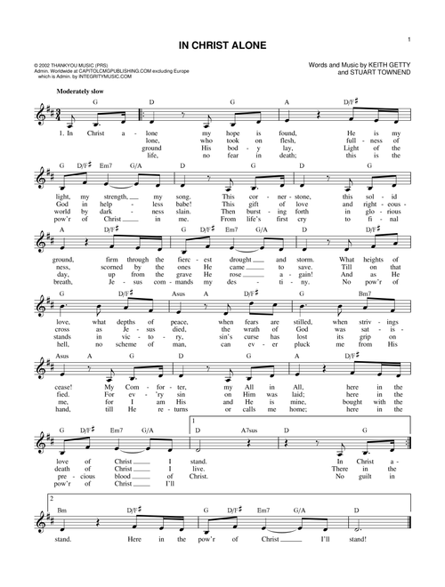 In Christ Alone - Keith & Kristyn Getty (Lead Sheet - Fake Book)