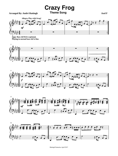 Crazy Frog - Piano Solo
