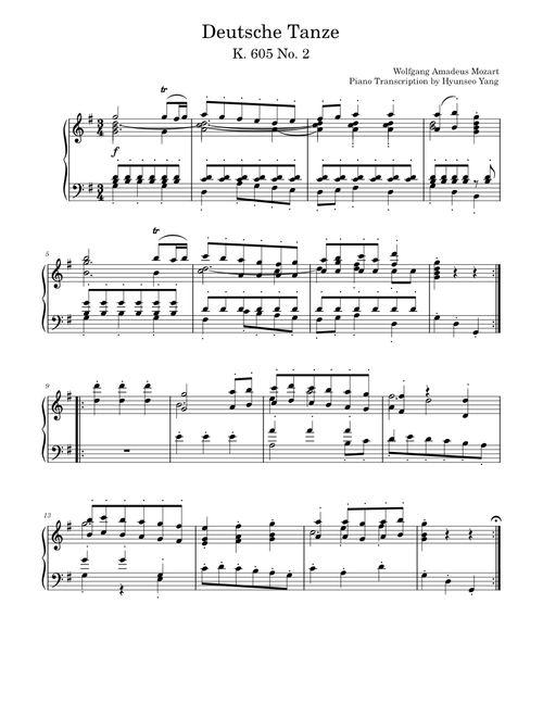 3 German Dances, K.605, No. 2 – Wolfgang Amadeus Mozart