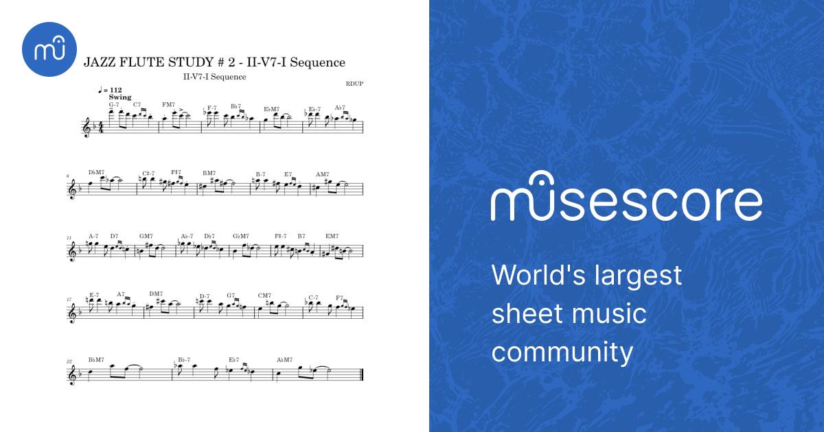JAZZ FLUTE STUDY # 2 - II-V7-I Sequence Sheet Music with Chords