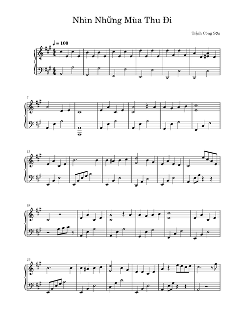 Nhìn Những Mùa Thu Đi - Trịnh Công Sơn - Piano Solo