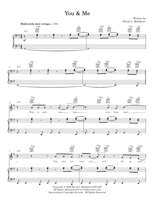 You and me - Dave Matthews Band (Piano-Vocal-Guitar)