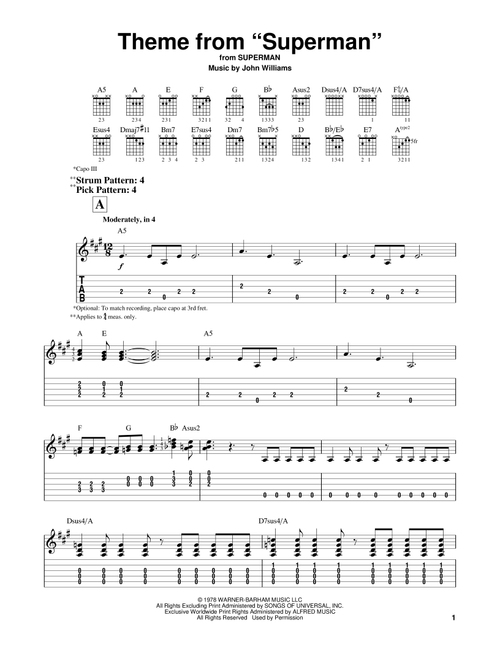 Theme From "Superman" - John Williams (Easy Guitar with TAB)